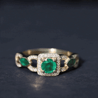 Rosec Jewels-Natural Emerald Diamond Vintage Looking Engagement Ring