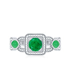 Rosec Jewels-Natural Emerald Diamond Vintage Looking Engagement Ring
