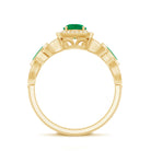Rosec Jewels-Natural Emerald Diamond Vintage Looking Engagement Ring