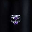 Rosec Jewels-Real 0.9 Carat Amethyst Heart Engagement Ring with Diamond