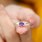 1 CT Heart Shape Amethyst Solitaire Promise Ring with Diamond Amethyst - ( AAA ) - Quality - Rosec Jewels