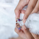 Rosec Jewels-Real 0.9 Carat Amethyst Heart Engagement Ring with Diamond