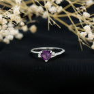 Rosec Jewels-Real 0.9 Carat Amethyst Heart Engagement Ring with Diamond