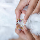Rosec Jewels-Real 0.9 Carat Amethyst Heart Engagement Ring with Diamond