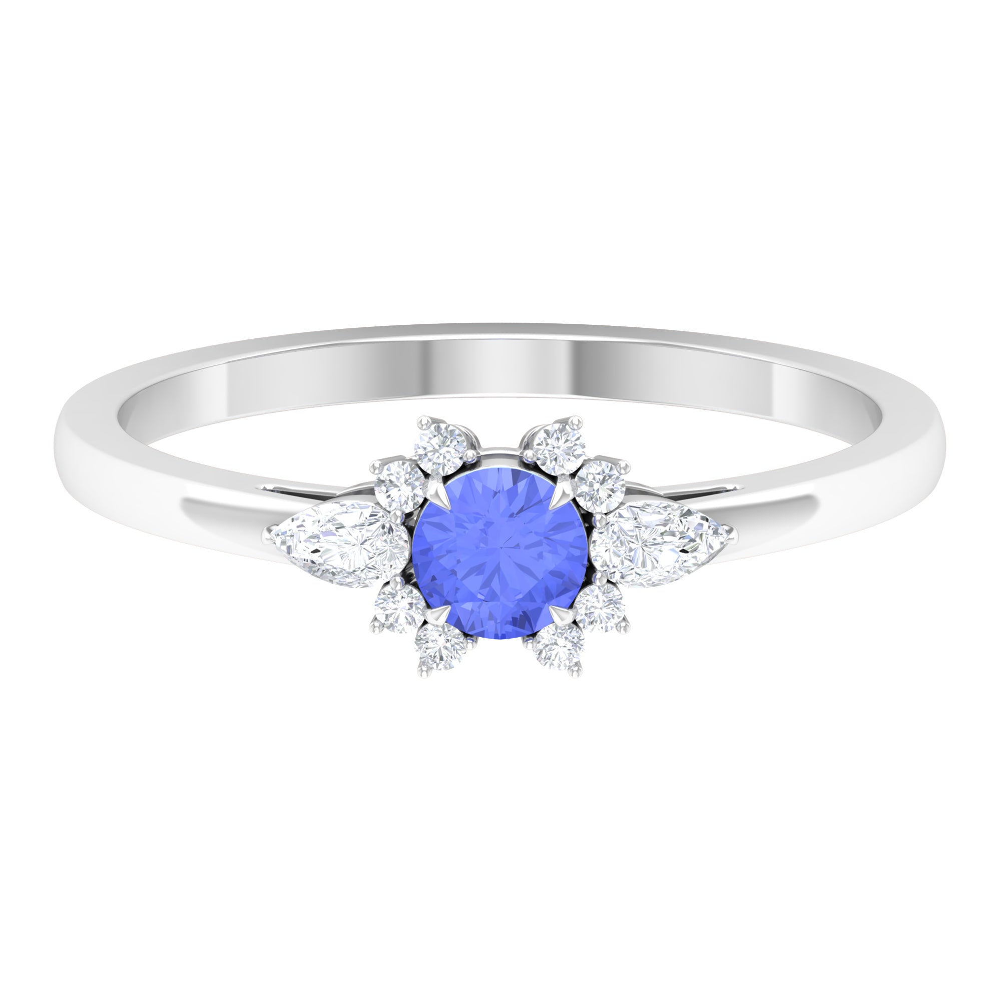 1/2 CT Tanzanite and Diamond Promise Ring Tanzanite - ( AAA ) - Quality - Rosec Jewels