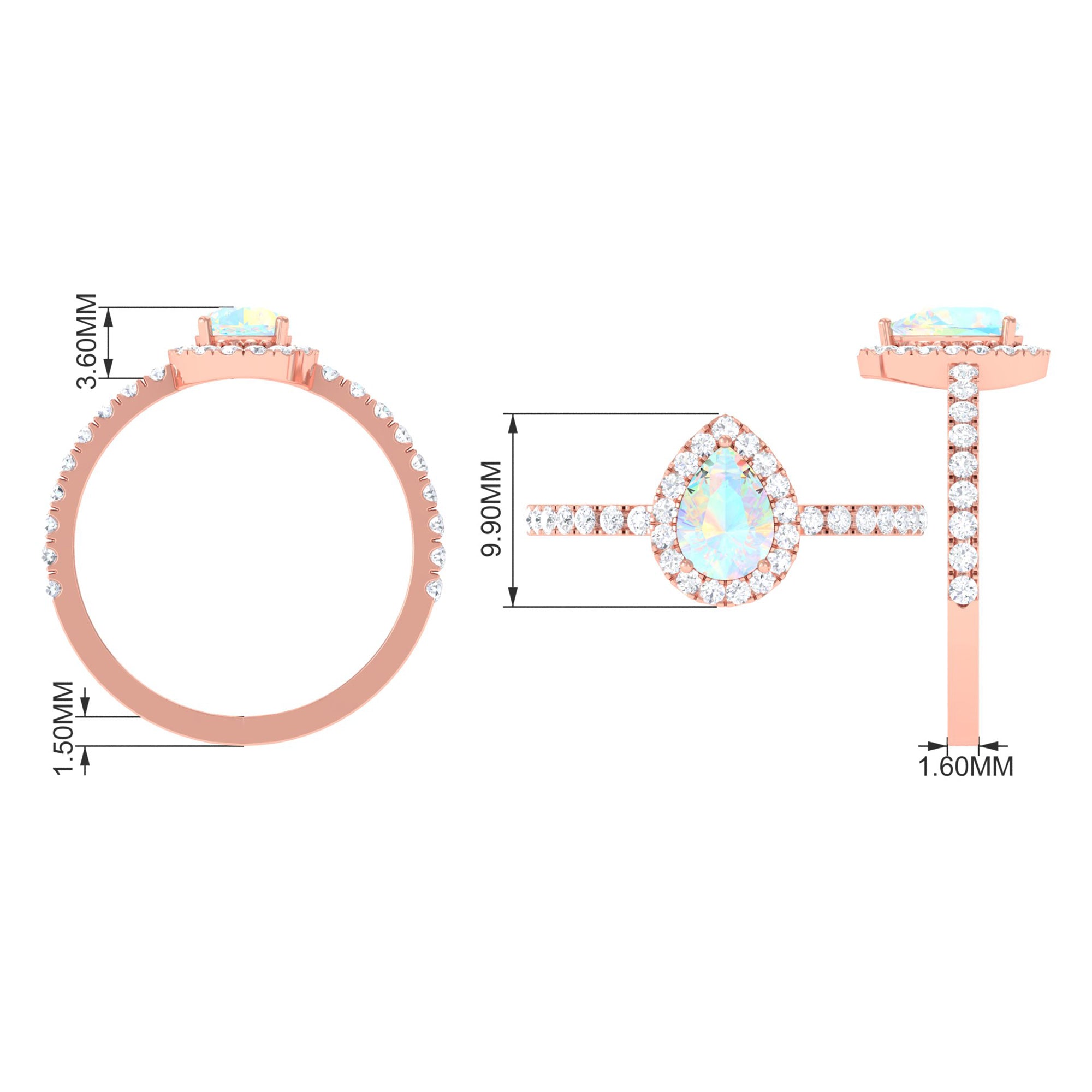 Ethiopian Opal and Diamond Teardrop Engagement Ring Ethiopian Opal - ( AAA ) - Quality - Rosec Jewels