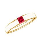 Princess Cut Created Ruby Solitaire Promise Ring AAAA - Rosec Jewels