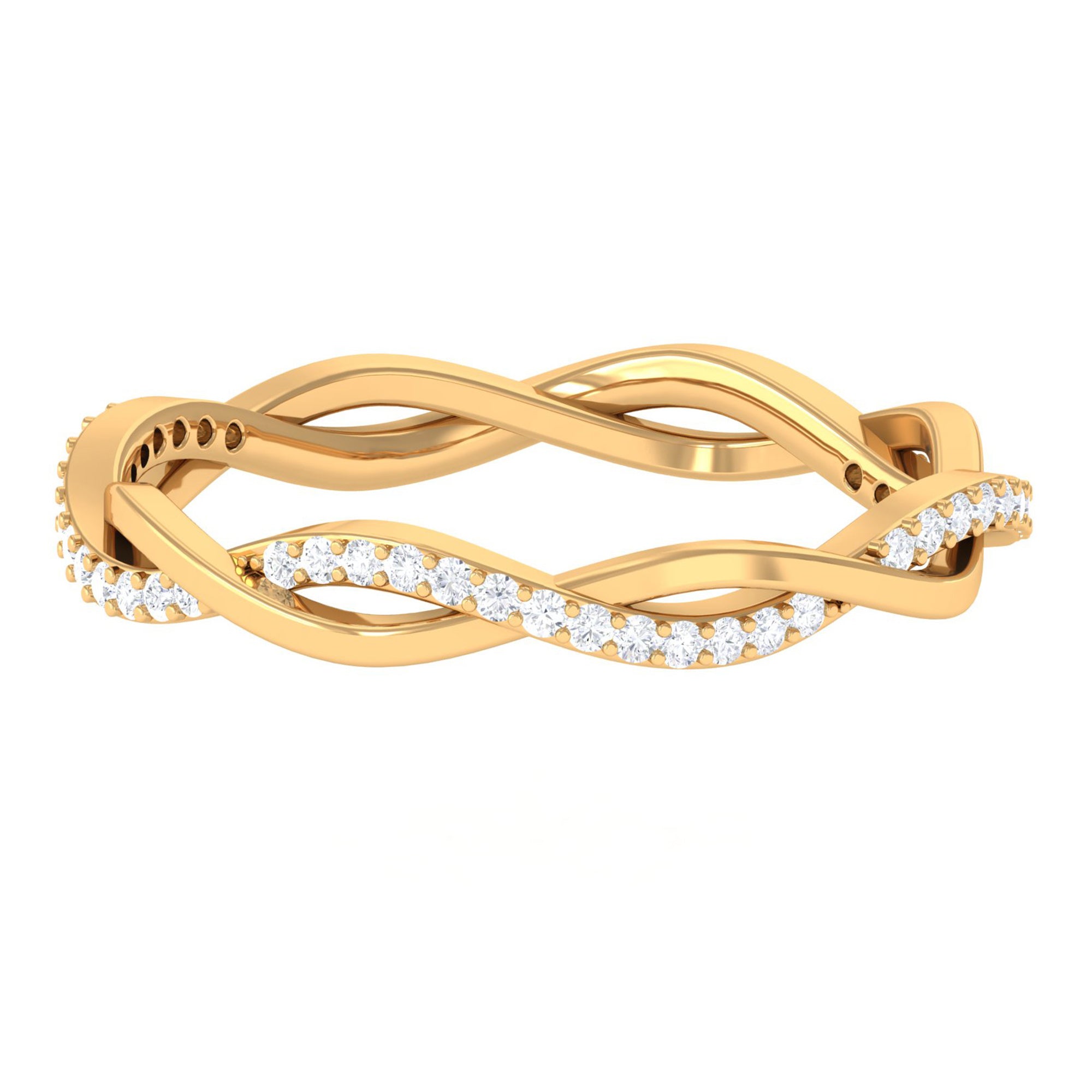 1/2 CT Certified Moissanite Gold Braided Half Eternity Ring Moissanite - ( D-VS1 ) - Color and Clarity - Rosec Jewels