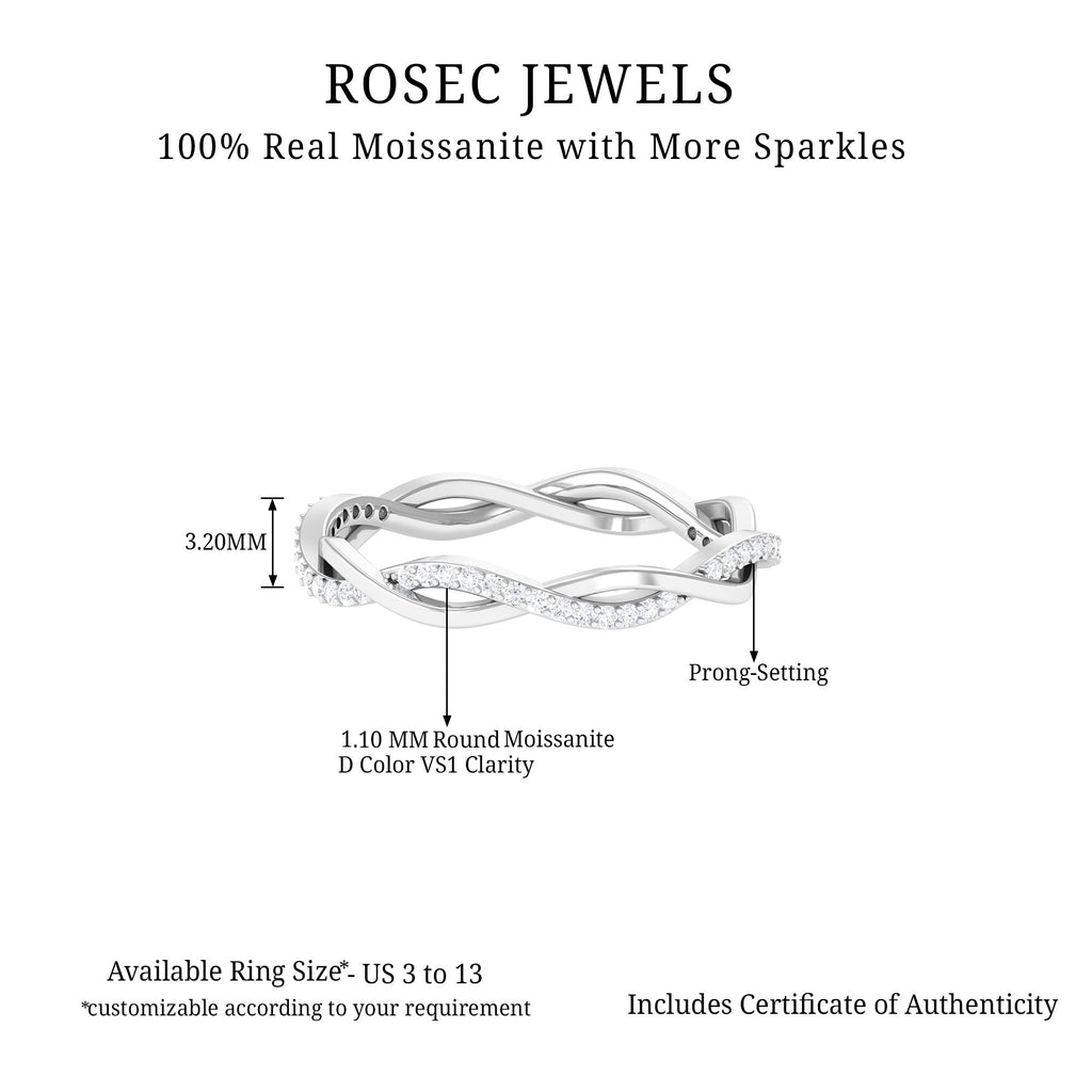 1/2 CT Certified Moissanite Gold Braided Half Eternity Ring Moissanite - ( D-VS1 ) - Color and Clarity - Rosec Jewels
