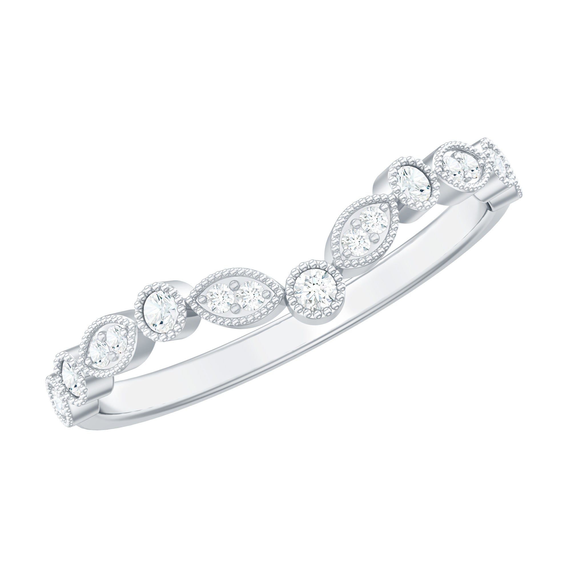 Natural Diamond Curved Wedding Enhancer Ring Natural - ( HI-SI ) - Rosec Jewels