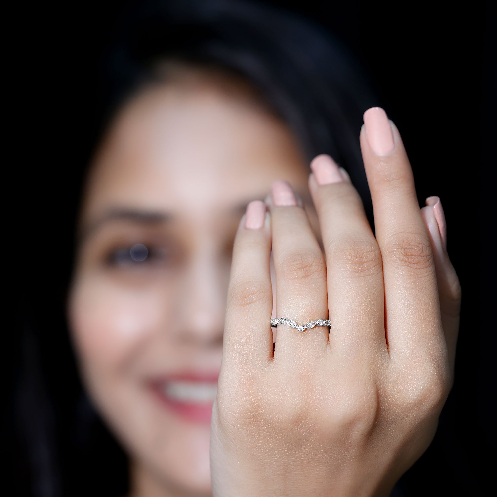 Natural Diamond Curved Wedding Enhancer Ring Natural - ( HI-SI ) - Rosec Jewels
