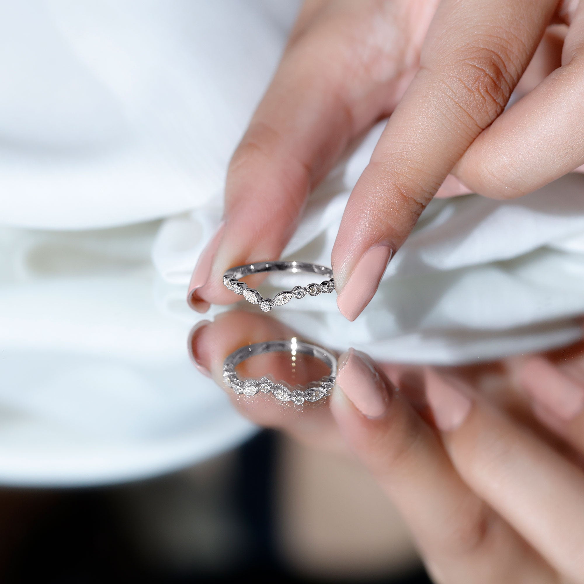 Natural Diamond Curved Wedding Enhancer Ring Natural - ( HI-SI ) - Rosec Jewels