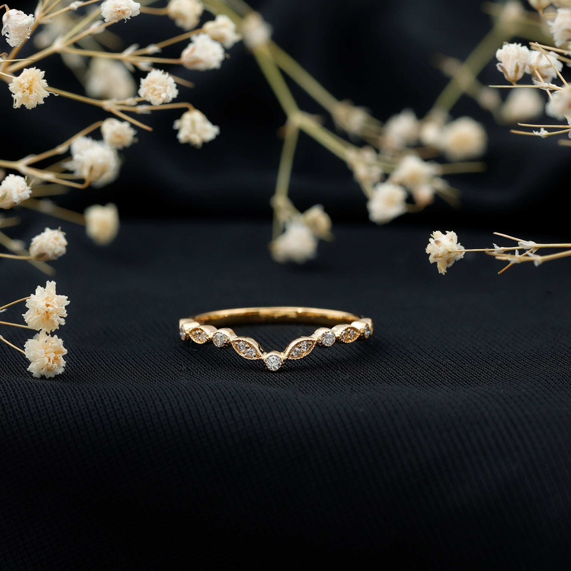 Natural Diamond Curved Wedding Enhancer Ring Natural - ( HI-SI ) - Rosec Jewels