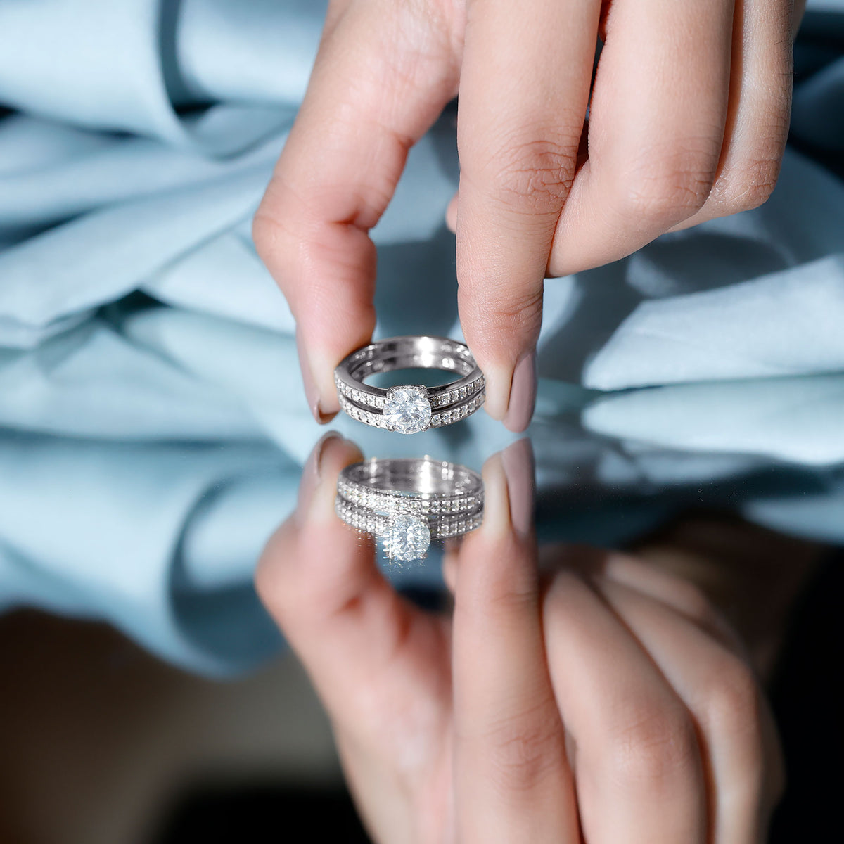 Rosec Jewels-1 Carat Lab Grown Diamond Wedding Ring Set with IGI Certificate
