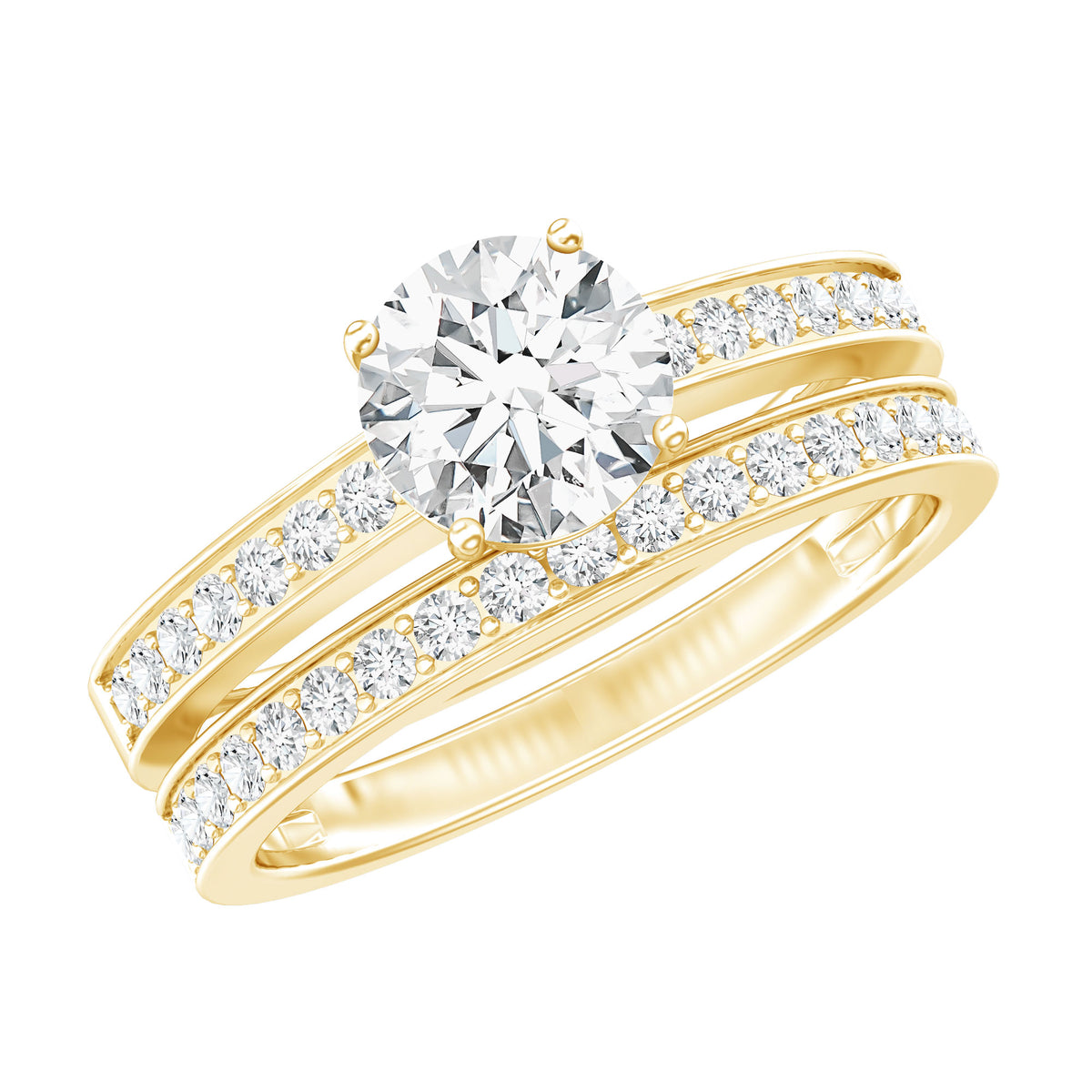 Rosec Jewels-1 Carat Lab Grown Diamond Wedding Ring Set with IGI Certificate
