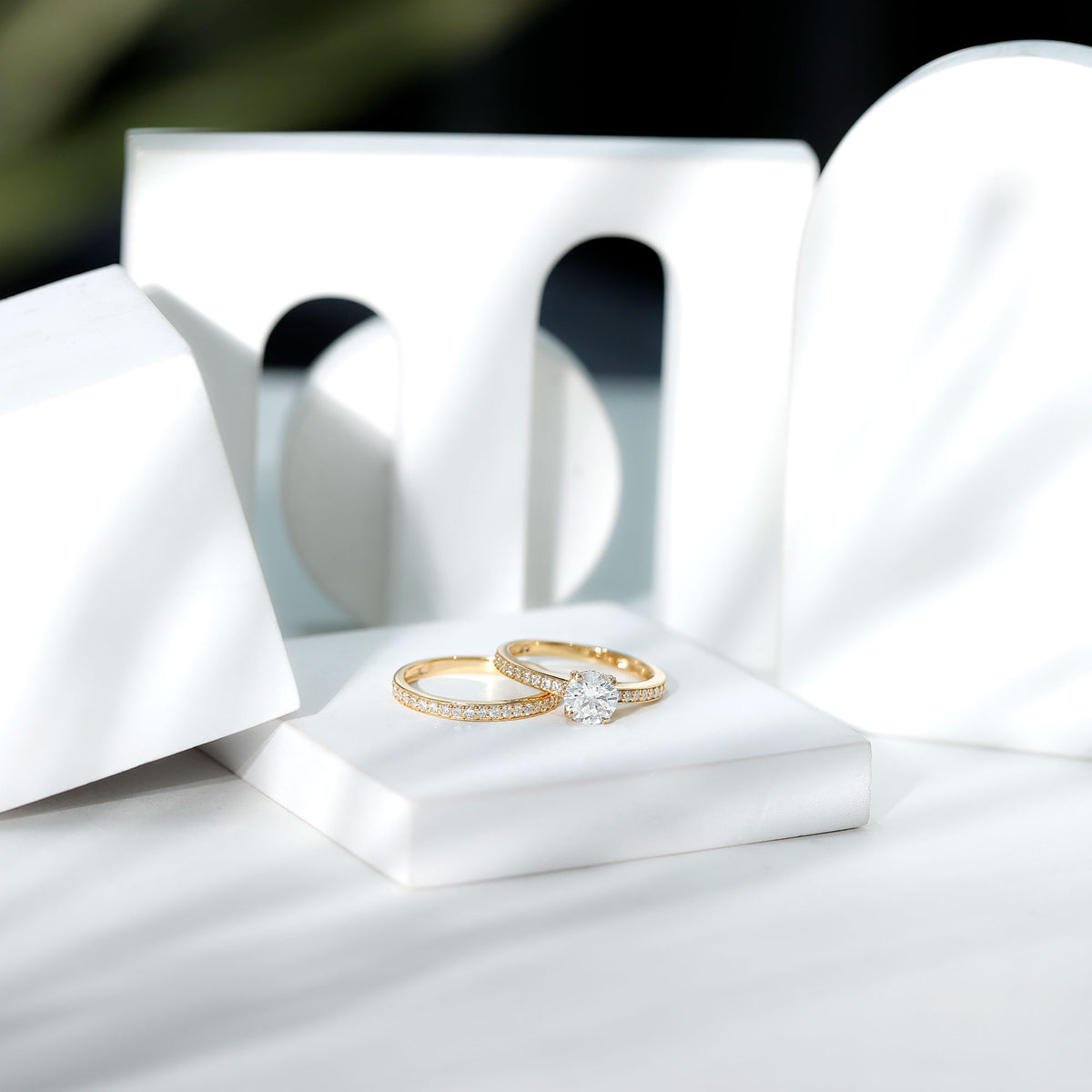 Rosec Jewels-1 Carat Lab Grown Diamond Wedding Ring Set with IGI Certificate
