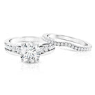 Rosec Jewels-IGI Authenticated Lab Grown 3 Carat Diamond Engagement Ring with Wedding Band