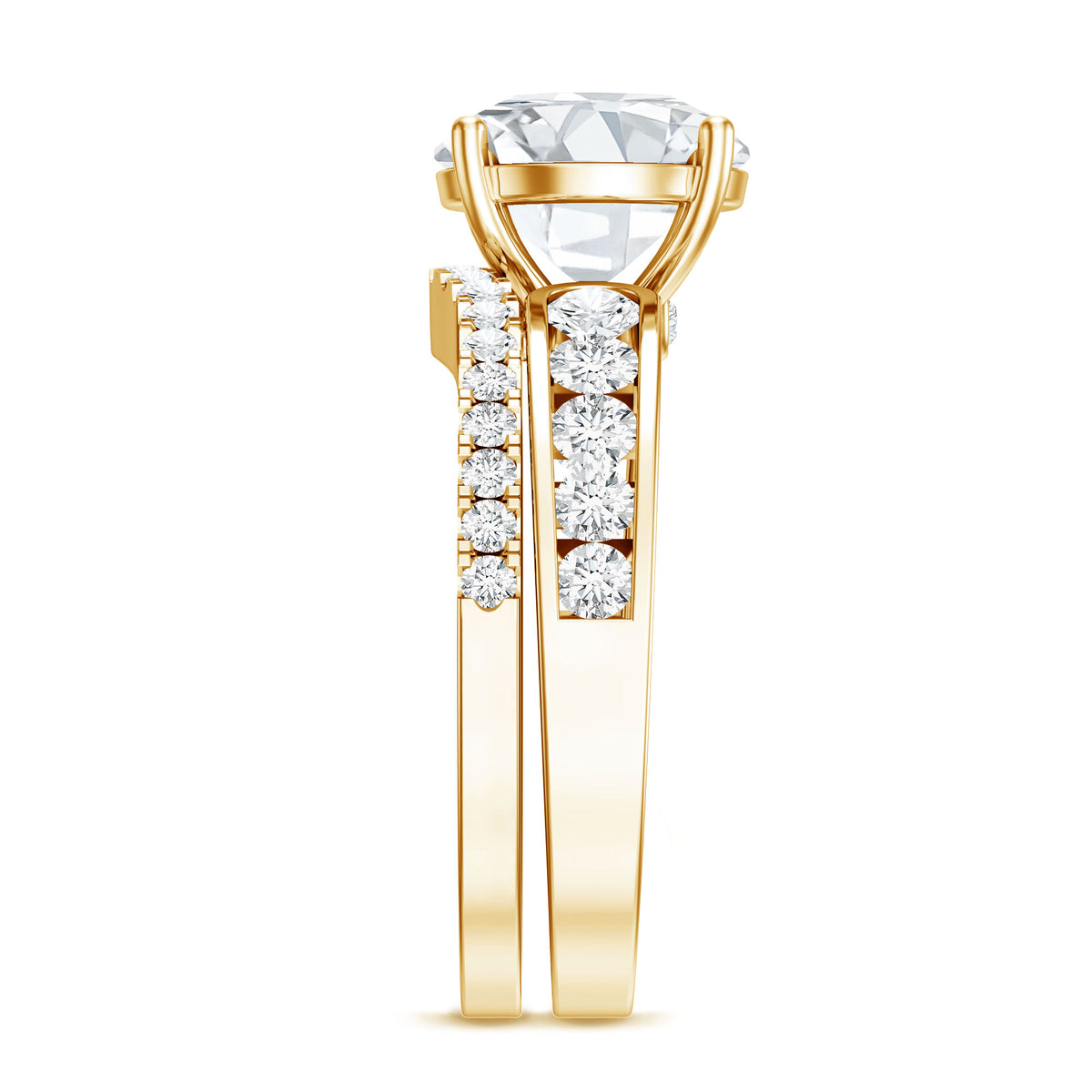 Rosec Jewels-IGI Authenticated Lab Grown 3 Carat Diamond Engagement Ring with Wedding Band