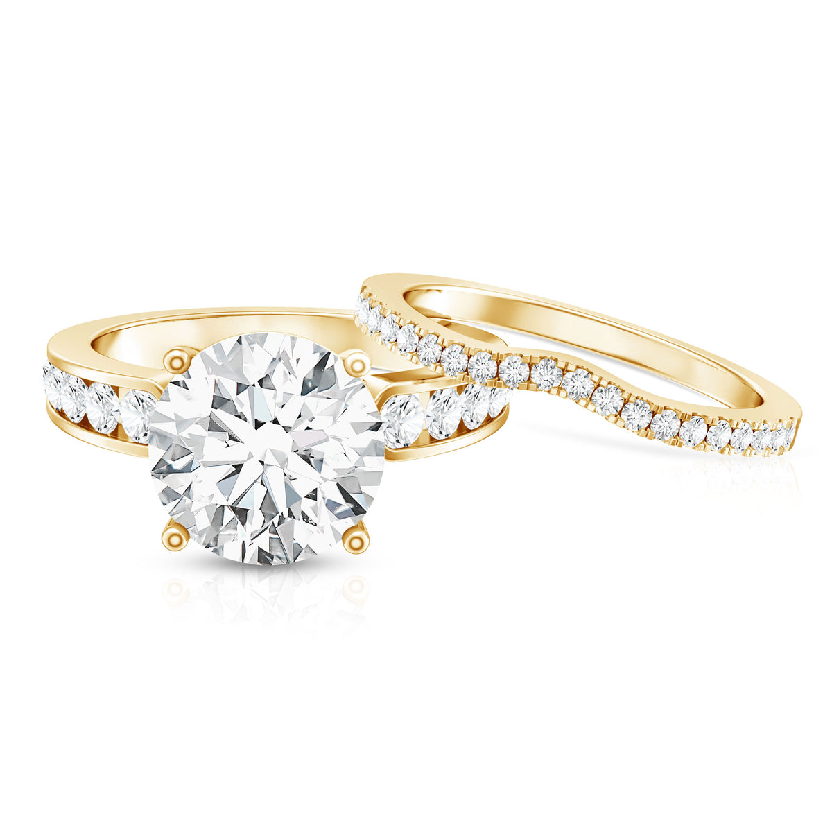 5 Carat IGI Certified Lab Grown Diamond Engagement Ring with Wedding Band Lab - ( E-VS1 ) - Rosec Jewels