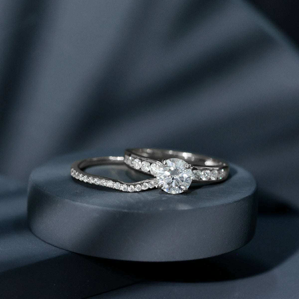 Rosec Jewels-2 Carat Lab Grown Diamond Wedding Engagement Ring Set IGI Certified