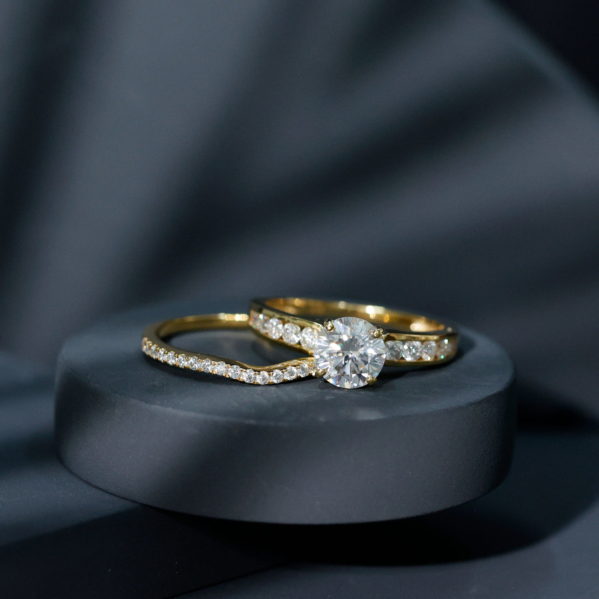 Rosec Jewels-2 Carat Lab Grown Diamond Wedding Engagement Ring Set IGI Certified