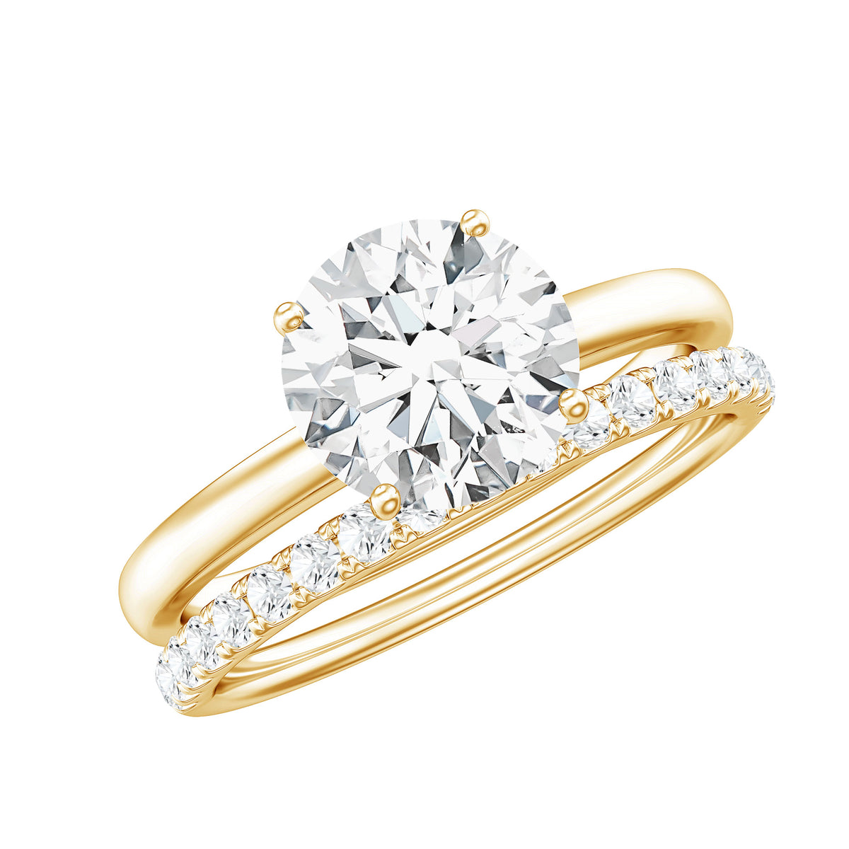 Rosec Jewels-IGI Graded 2 Carat Lab Grown Diamond Solitaire Wedding Ring Set