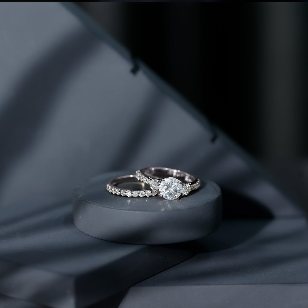 Rosec Jewels-IGI Graded 2 Carat Lab Grown Diamond Three Stone Engagement Ring with Enhancer
