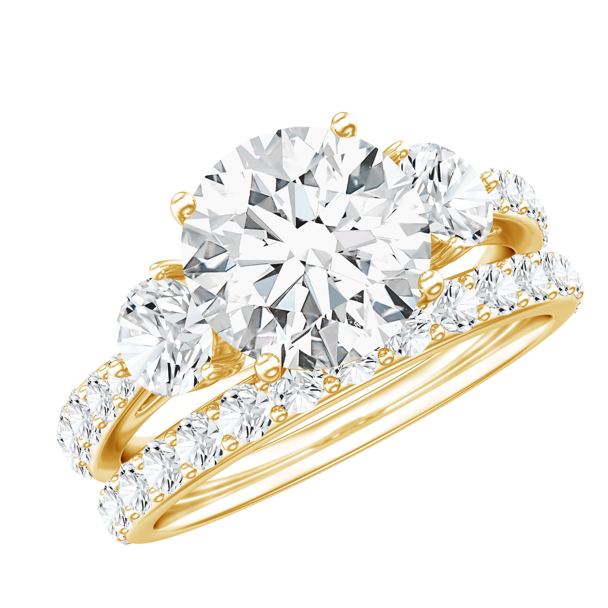Rosec Jewels-IGI Graded 2 Carat Lab Grown Diamond Three Stone Engagement Ring with Enhancer