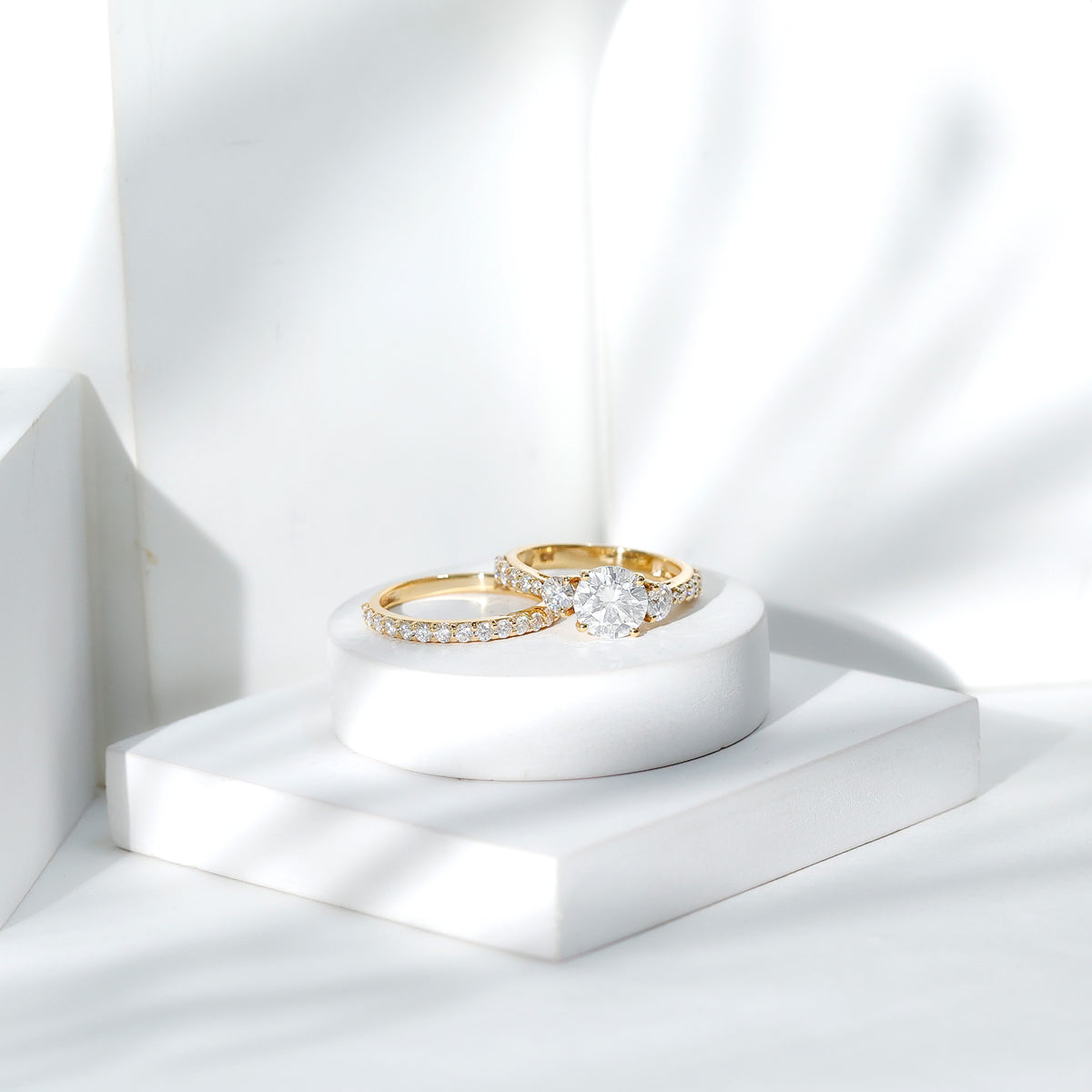 Rosec Jewels-IGI Graded 2 Carat Lab Grown Diamond Three Stone Engagement Ring with Enhancer