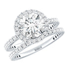 Rosec Jewels-Lab Grown 2 Carat Diamond Halo Bridal Ring Set with IGI Certificate