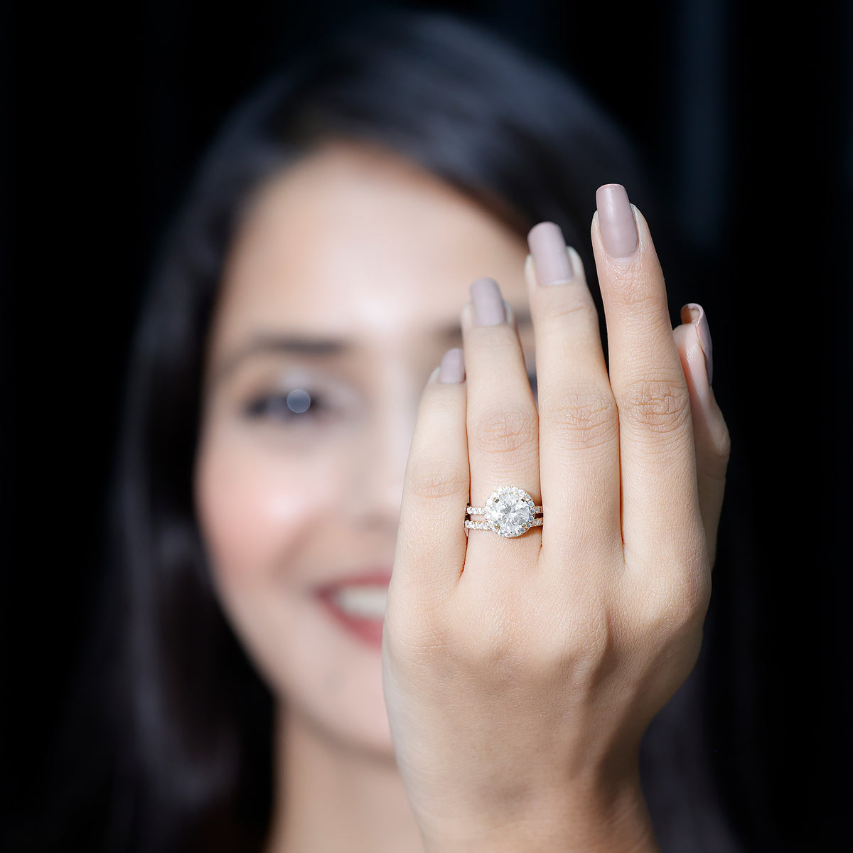 Rosec Jewels-Lab Grown 2 Carat Diamond Halo Bridal Ring Set with IGI Certificate