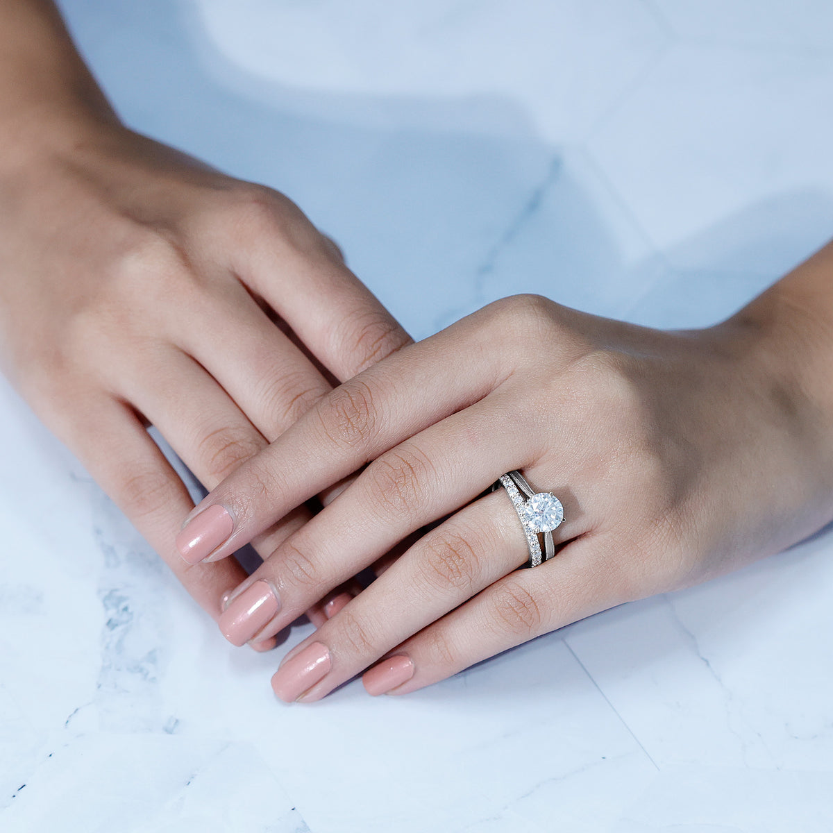 Rosec Jewels-IGI Authenticated Lab Created 2 Carat Diamond Solitaire Wedding Ring Set