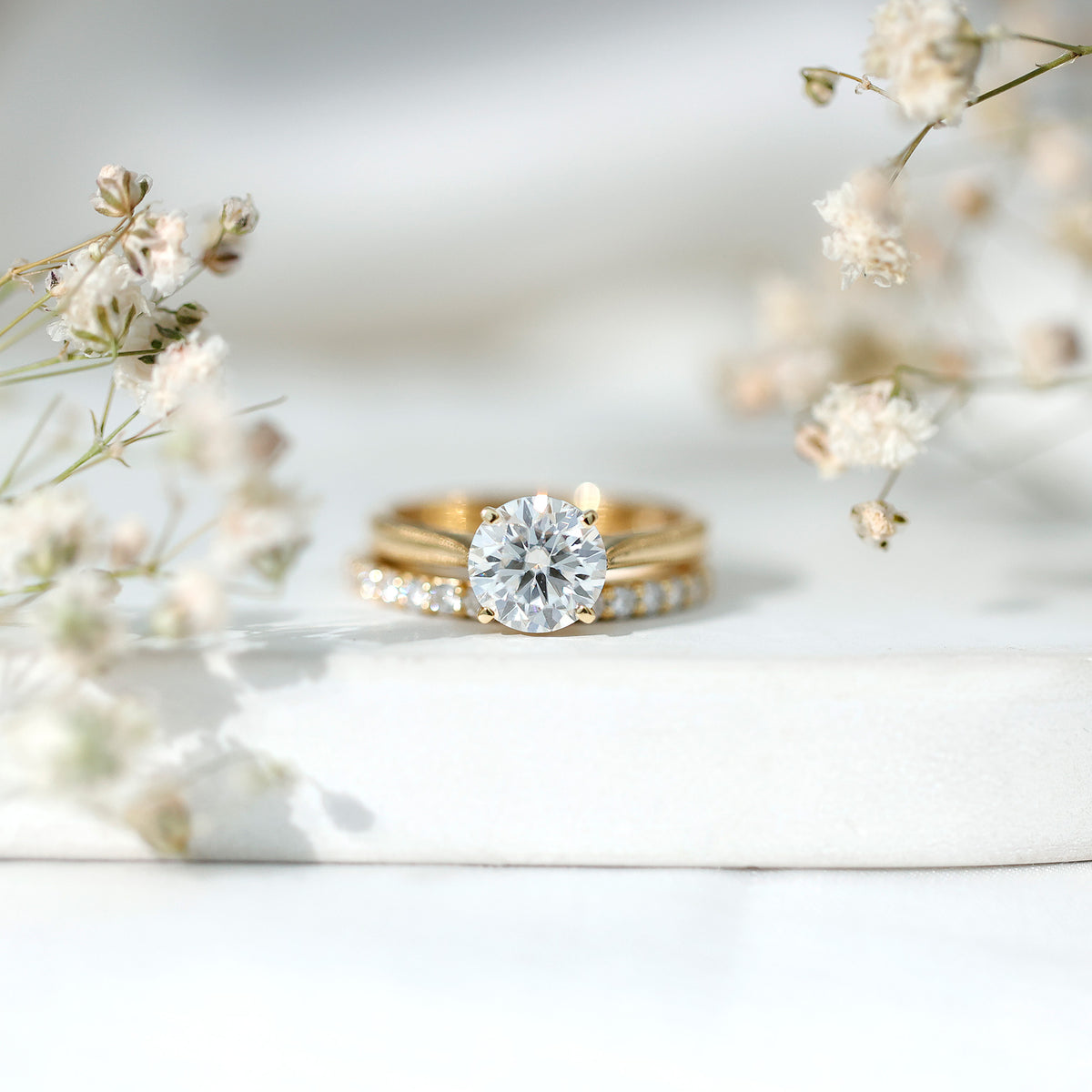 Rosec Jewels-IGI Authenticated Lab Created 2 Carat Diamond Solitaire Wedding Ring Set