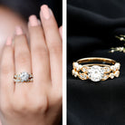 Rosec Jewels-Vintage Inspired 2 Carat Lab Grown Diamond Bridal Ring Set with IGI Certificate