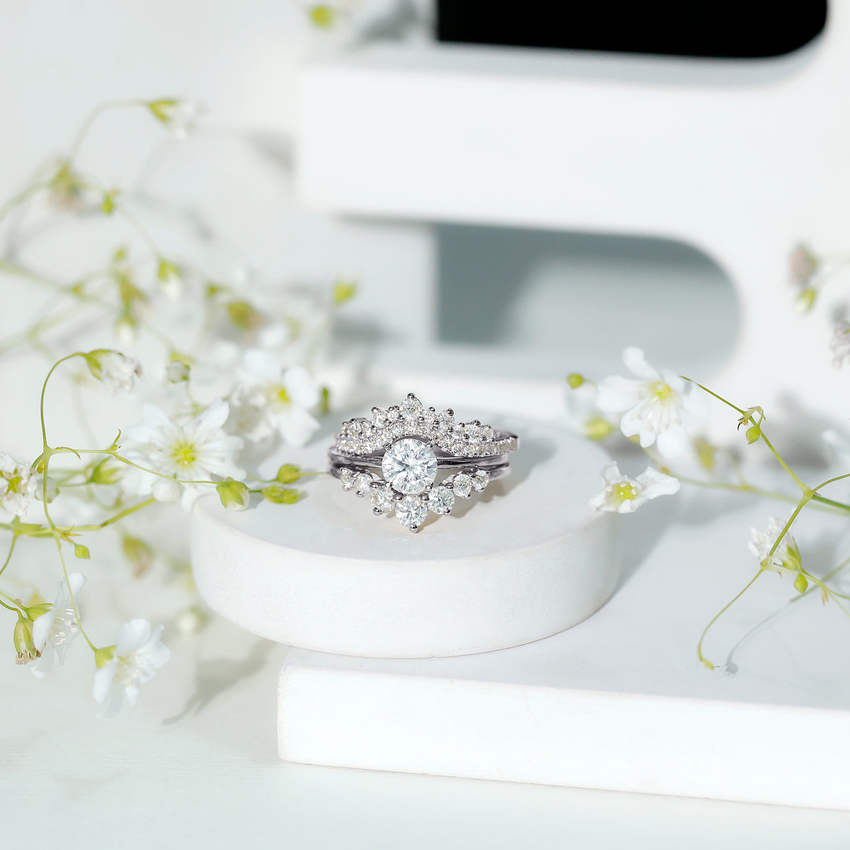 Rosec Jewels-IGI Authenticated 1 Carat Lab Diamond Antique Wedding Ring Set of 3