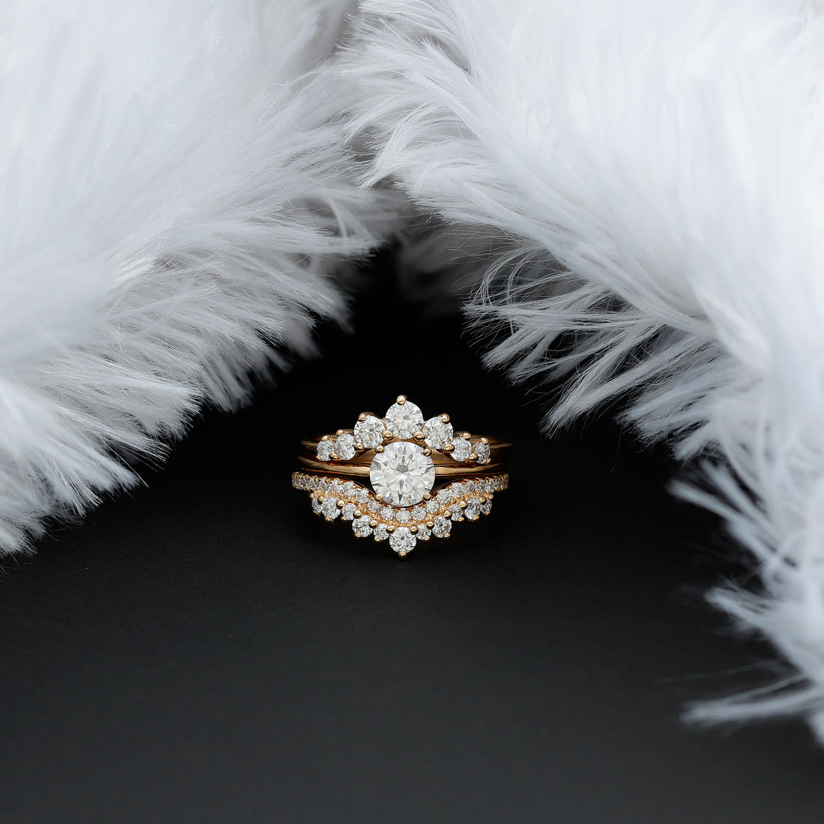 Rosec Jewels-IGI Authenticated 1 Carat Lab Diamond Antique Wedding Ring Set of 3