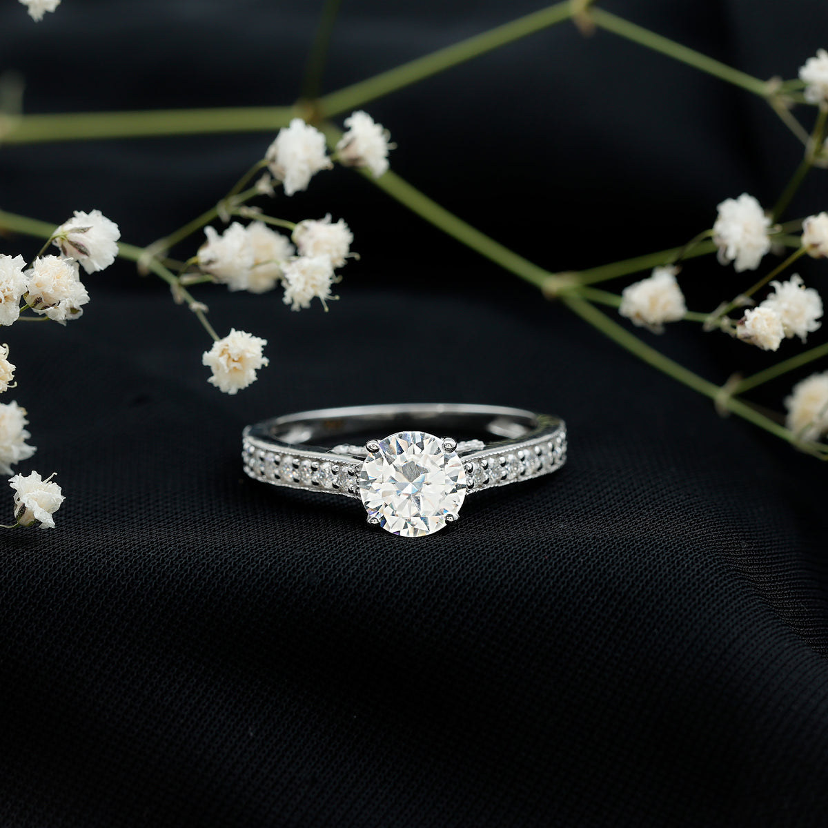 Rosec Jewels-2 Carat Round Lab Grown Diamond Classic Engagement Ring with IGI Certificate