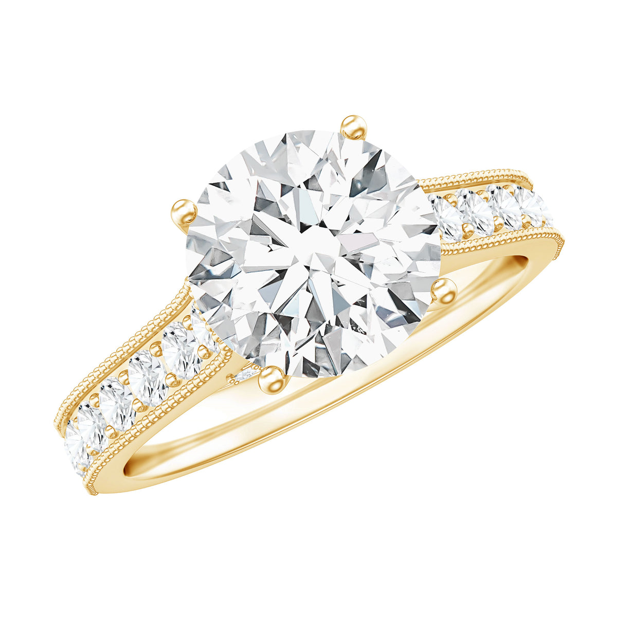 2 Carat Round Lab Grown Diamond Classic Engagement Ring with IGI Certificate Lab - ( E-VS1 ) - Rosec Jewels
