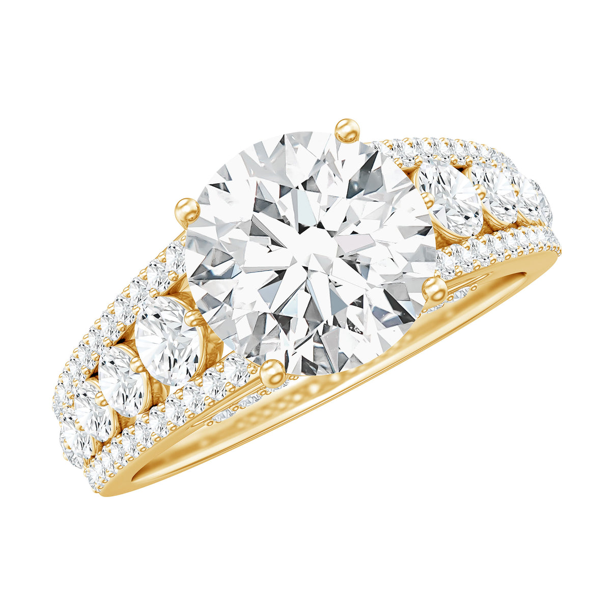 Rosec Jewels-IGI Verified Lab Grown Diamond 2 Carat Engagement Ring with Side Stones