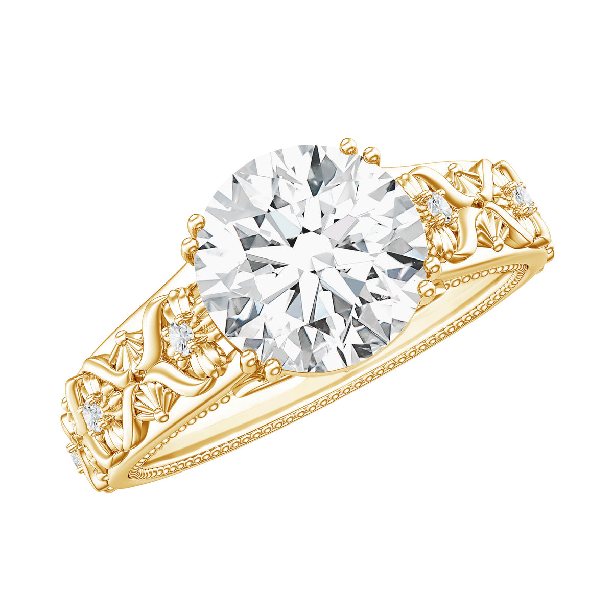 2 Carat Lab Grown Diamond Nature Inspired Engagement Ring with IGI Certificate Lab - ( E-VS1 ) - Rosec Jewels