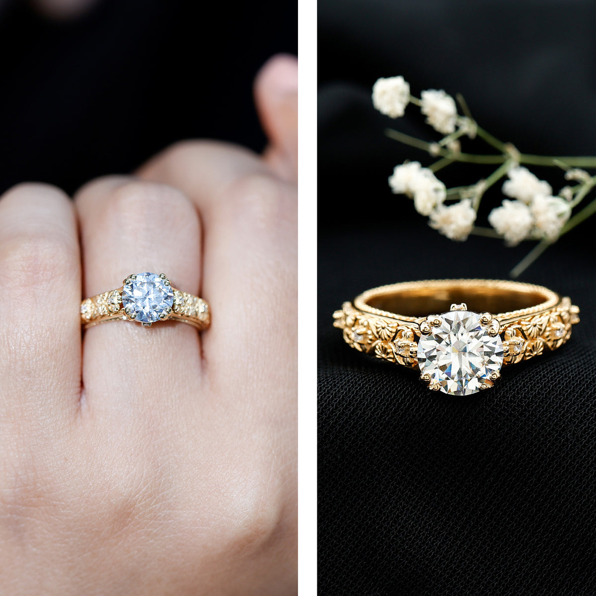 Rosec Jewels-2 Carat Lab Grown Diamond Nature Inspired Engagement Ring with IGI Certificate