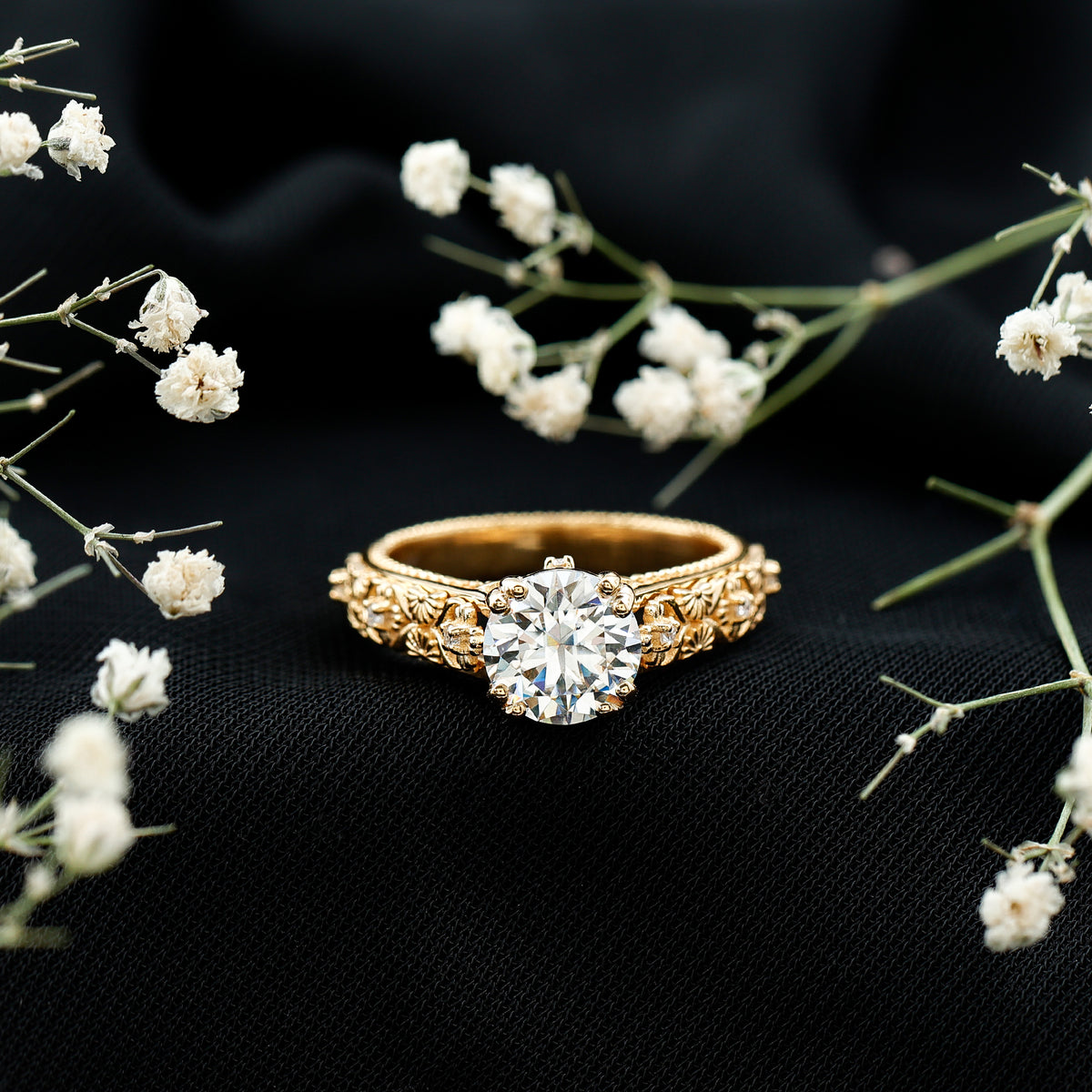 2 Carat Lab Grown Diamond Nature Inspired Engagement Ring with IGI Certificate Lab - ( E-VS1 ) - Rosec Jewels
