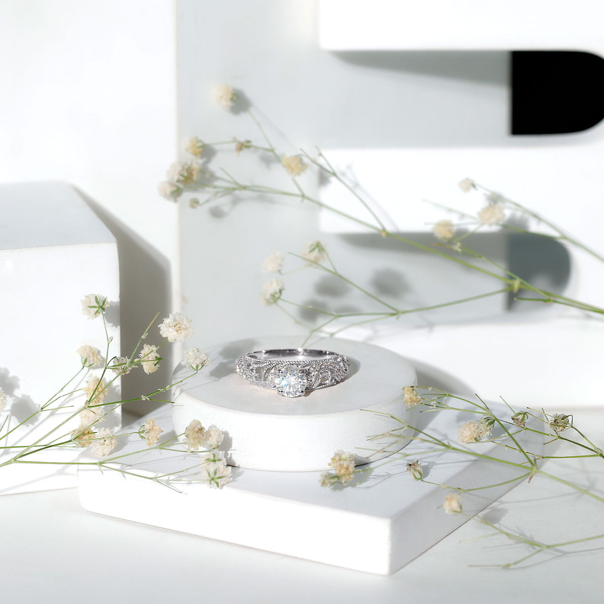 Rosec Jewels-IGI Certified 1 Carat Lab Created Diamond Vintage Looking Engagement Ring