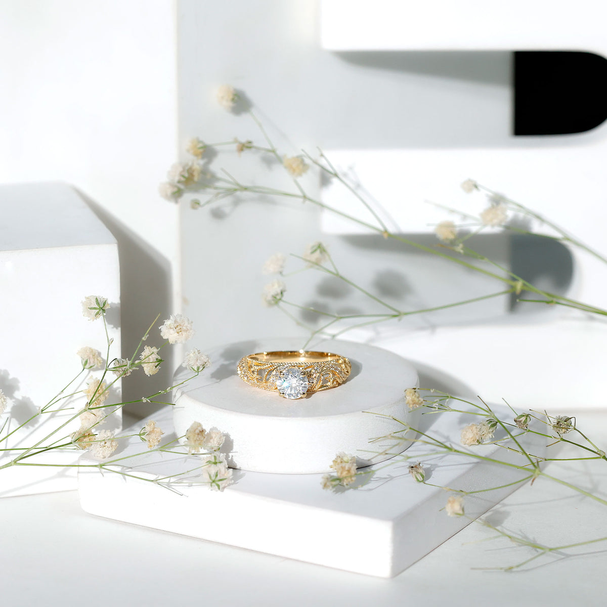 Rosec Jewels-IGI Certified 1 Carat Lab Created Diamond Vintage Looking Engagement Ring