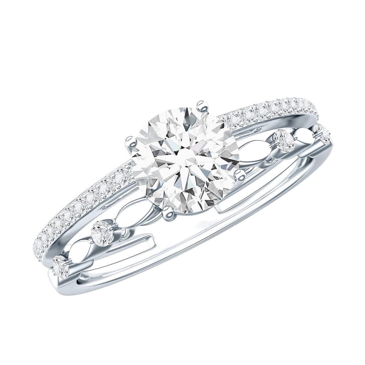1 Carat IGI Verified Lab Grown Diamond Double Band Engagement Ring Lab - ( E-VS1 ) - Rosec Jewels