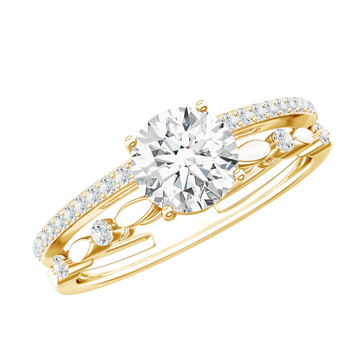 Rosec Jewels-1 Carat IGI Verified Lab Grown Diamond Double Band Engagement Ring