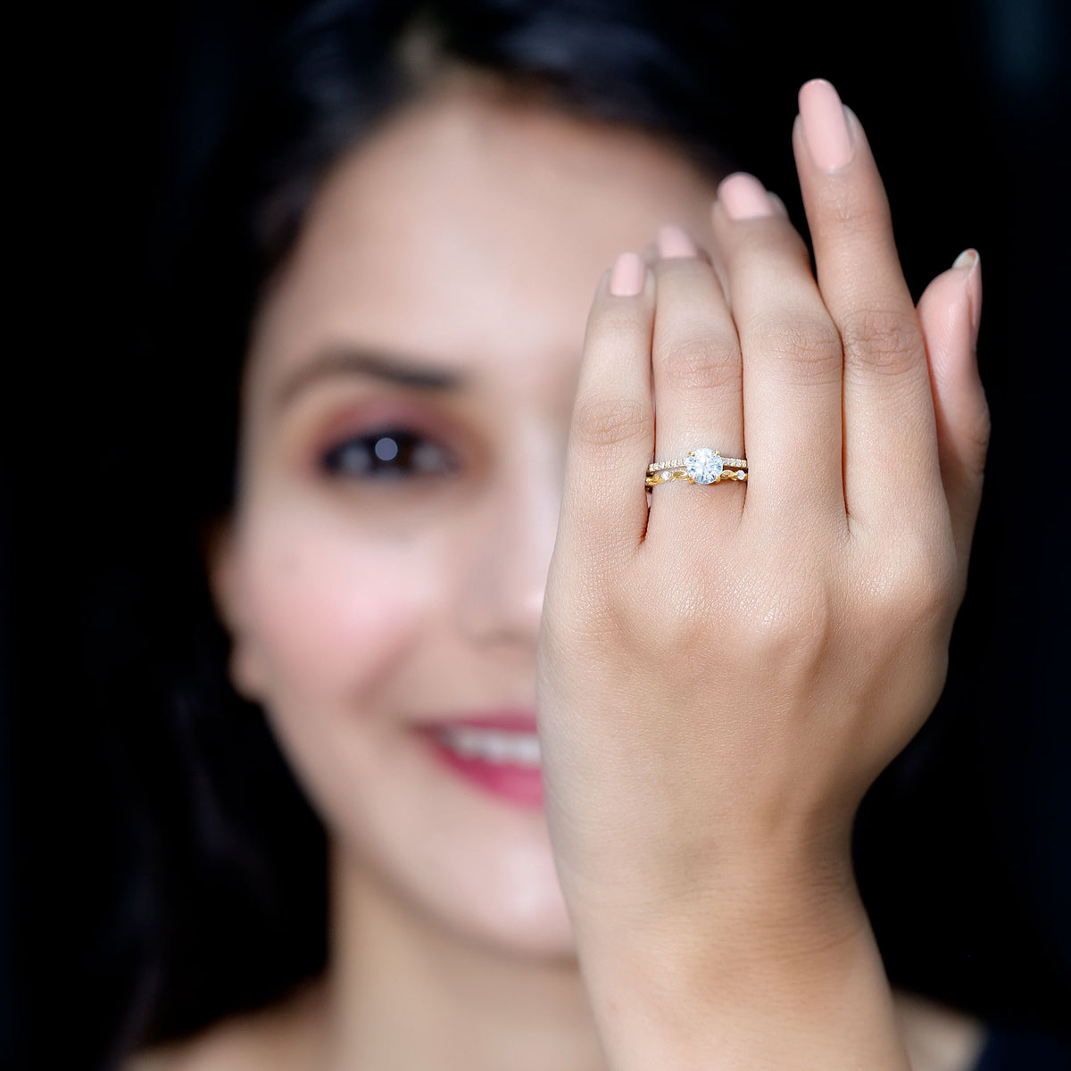 Rosec Jewels-1 Carat IGI Verified Lab Grown Diamond Double Band Engagement Ring