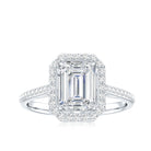 Rosec Jewels-Lab Grown 2 Carat Diamond Emerald Cut Halo Engagement Ring with IGI Certificate