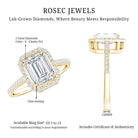 Rosec Jewels-Lab Grown 2 Carat Diamond Emerald Cut Halo Engagement Ring with IGI Certificate