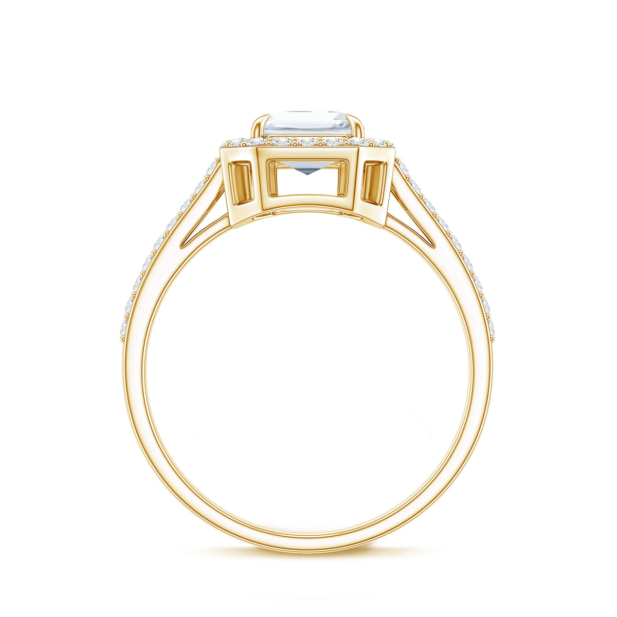 Rosec Jewels-Lab Grown 2 Carat Diamond Emerald Cut Halo Engagement Ring with IGI Certificate